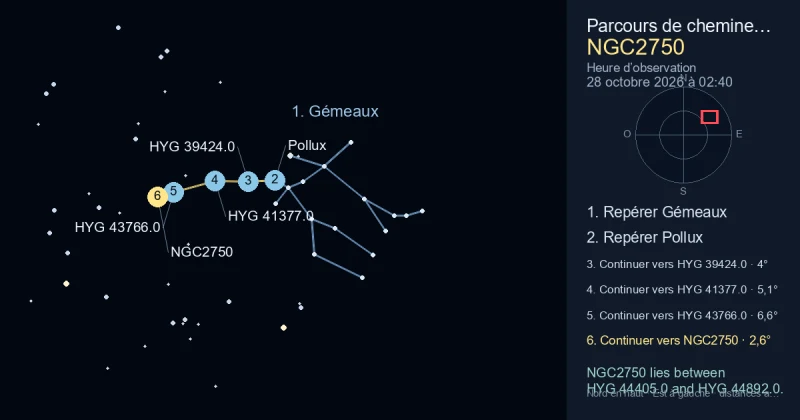 Comment trouver NGC2750 avec Gémeaux