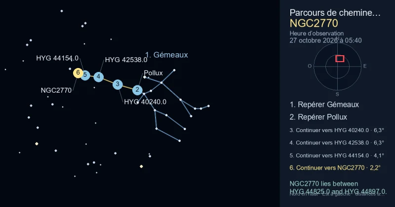 Comment trouver NGC2770 avec Gémeaux