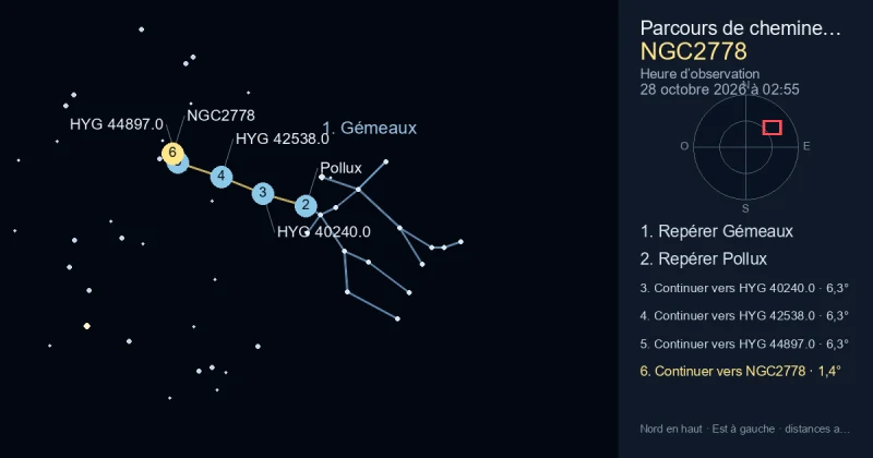 Comment trouver NGC2778 avec Gémeaux