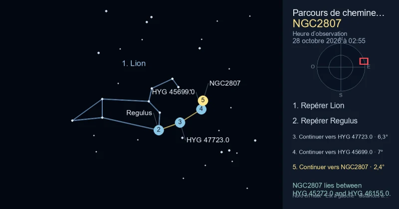 Comment trouver NGC2807 avec Lion