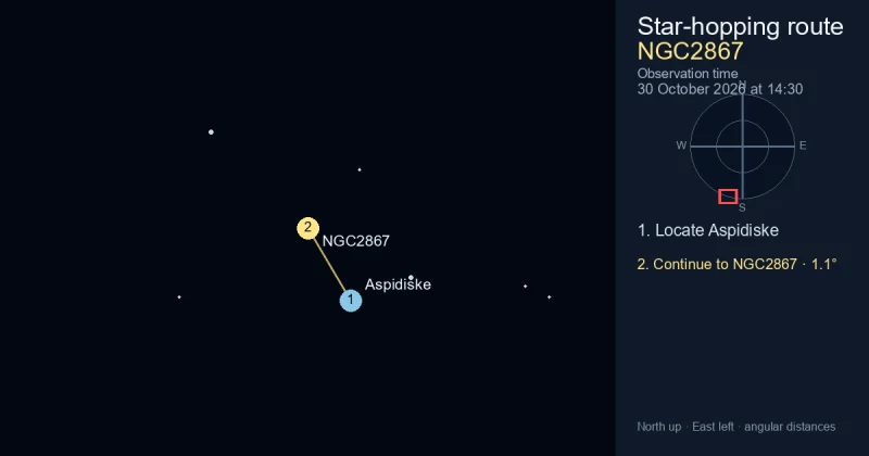 How to find NGC2867 from Aspidiske