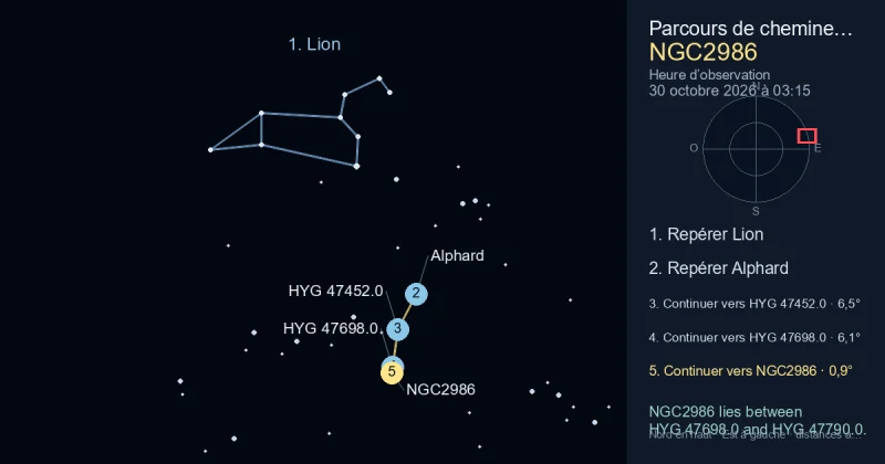 Comment trouver NGC2986 avec Lion