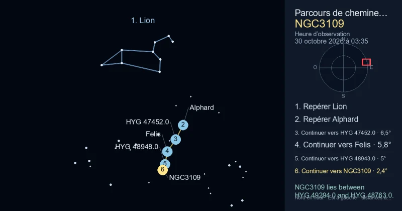 Comment trouver NGC3109 avec Lion