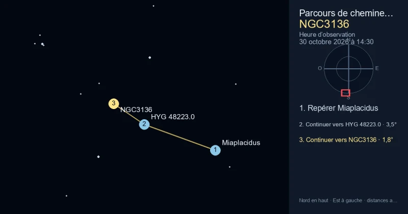 Trouver NGC3136 depuis Miaplacidus
