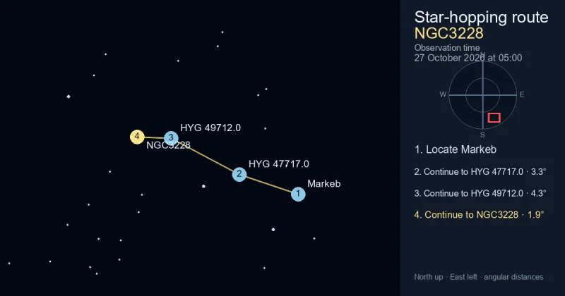 How to find NGC3228 from Markeb