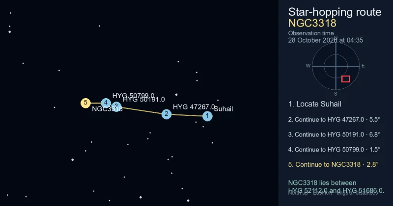 How to find NGC3318 from Suhail