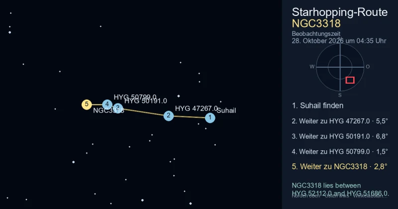 NGC3318 von Suhail aus finden