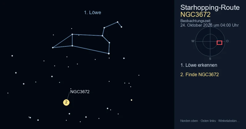 So findest du NGC3672 mithilfe von Löwe