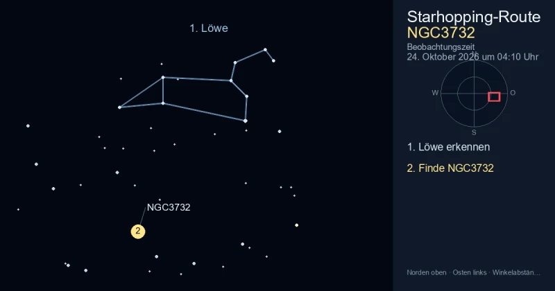 So findest du NGC3732 mithilfe von Löwe