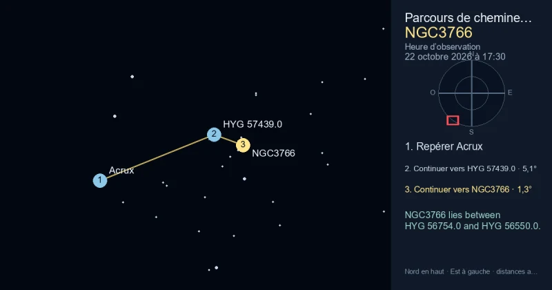 Trouver NGC3766 depuis Acrux
