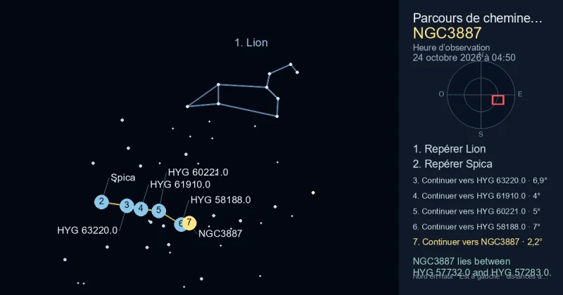 Comment trouver NGC3887 avec Lion
