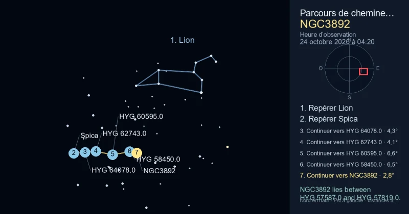 Comment trouver NGC3892 avec Lion