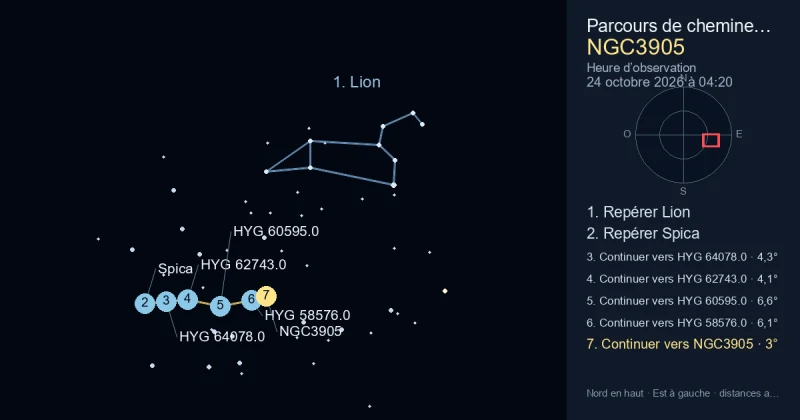 Comment trouver NGC3905 avec Lion
