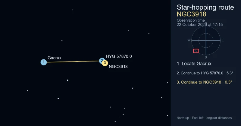 How to find NGC3918 from Gacrux