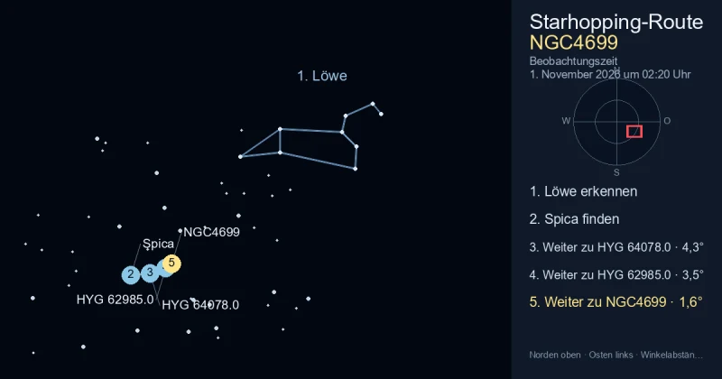 So findest du NGC4699 mithilfe von Löwe
