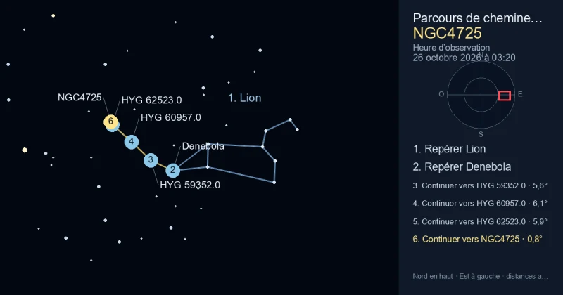 Comment trouver NGC4725 avec Lion