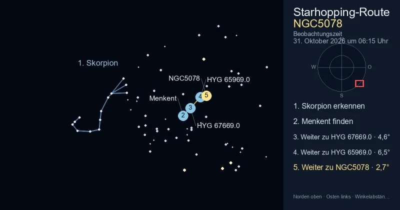 So findest du NGC5078 mithilfe von Skorpion