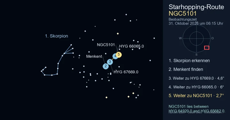 So findest du NGC5101 mithilfe von Skorpion