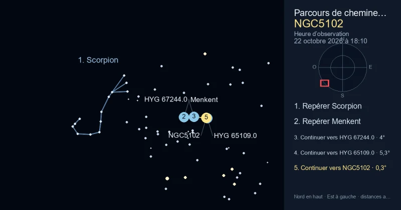 Comment trouver NGC5102 avec Scorpion