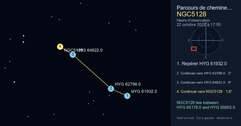 Trouver NGC5128 depuis HYG 61932.0