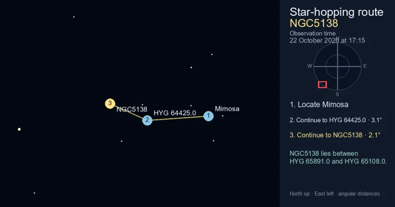 How to find NGC5138 from Mimosa