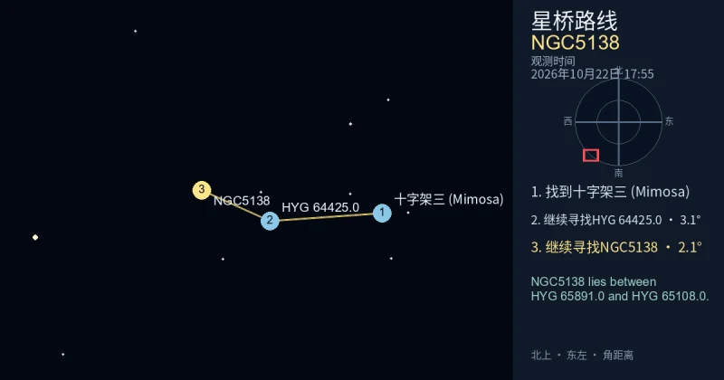 从十字架三 (Mimosa)寻找NGC5138