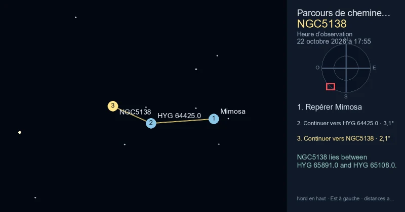 Trouver NGC5138 depuis Mimosa