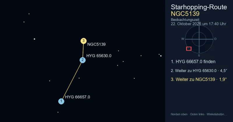NGC5139 von HYG 66657.0 aus finden