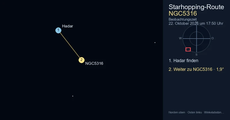 NGC5316 von Hadar aus finden