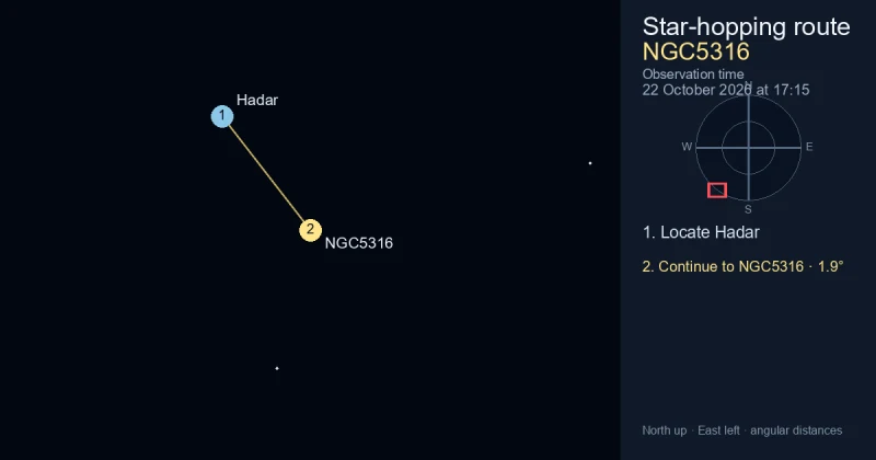 How to find NGC5316 from Hadar