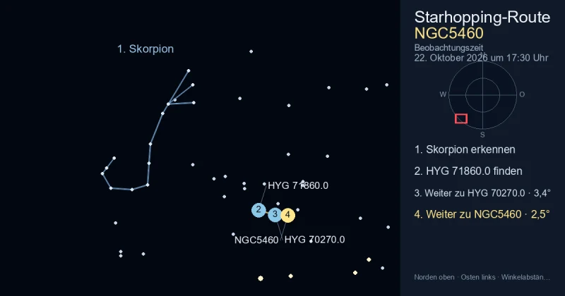 So findest du NGC5460 mithilfe von Skorpion