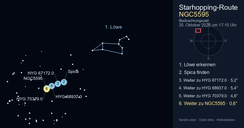 So findest du NGC5595 mithilfe von Löwe