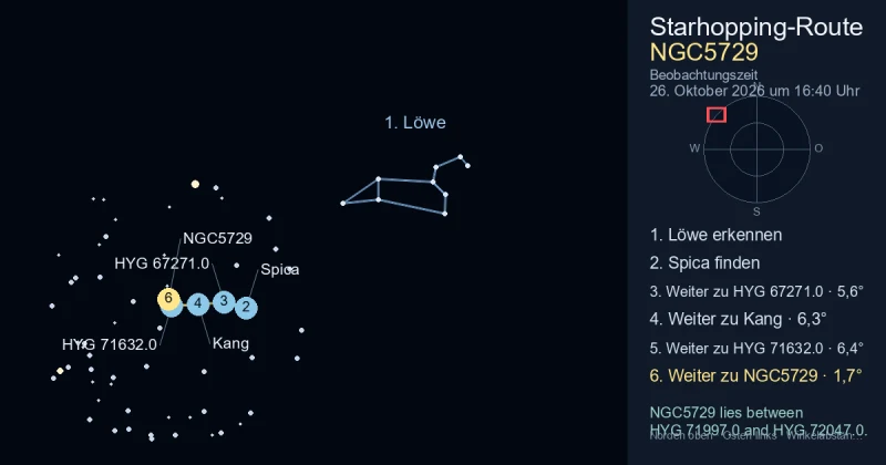So findest du NGC5729 mithilfe von Löwe