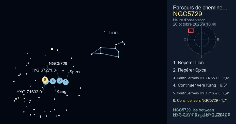 Comment trouver NGC5729 avec Lion