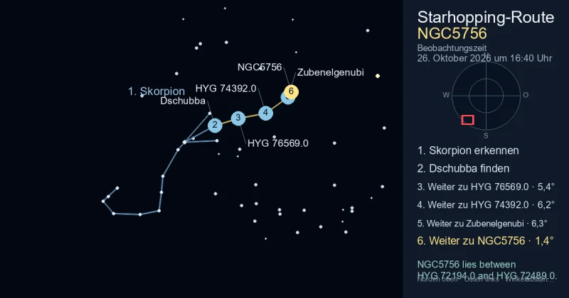 So findest du NGC5756 mithilfe von Skorpion