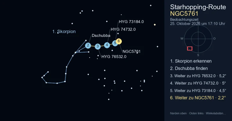 So findest du NGC5761 mithilfe von Skorpion