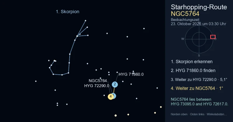 So findest du NGC5764 mithilfe von Skorpion