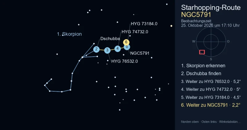 So findest du NGC5791 mithilfe von Skorpion