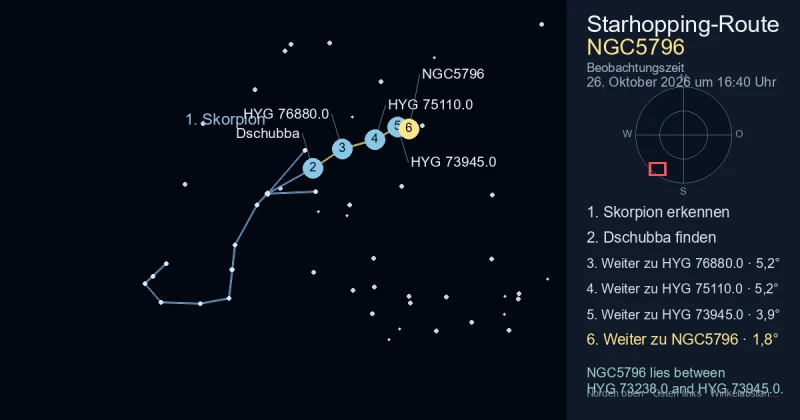 So findest du NGC5796 mithilfe von Skorpion