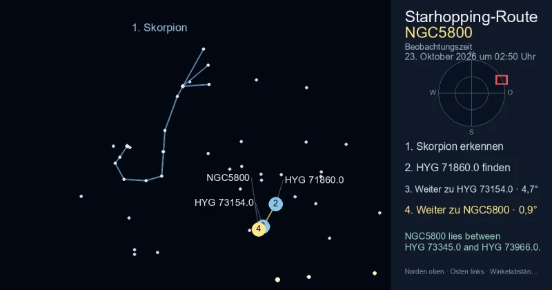So findest du NGC5800 mithilfe von Skorpion