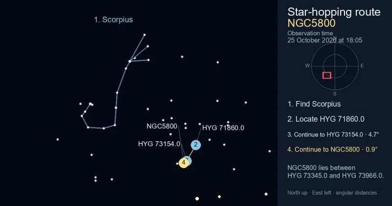 How to find NGC5800 using Scorpius — Sky Tonight