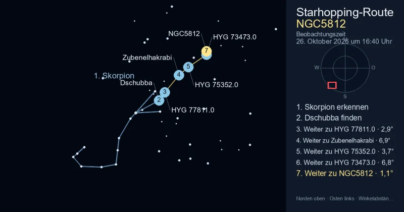 So findest du NGC5812 mithilfe von Skorpion