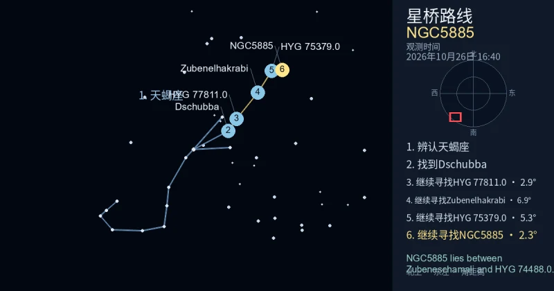 借助天蝎座寻找NGC5885
