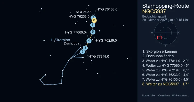 So findest du NGC5937 mithilfe von Skorpion