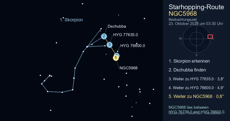 So findest du NGC5968 mithilfe von Skorpion