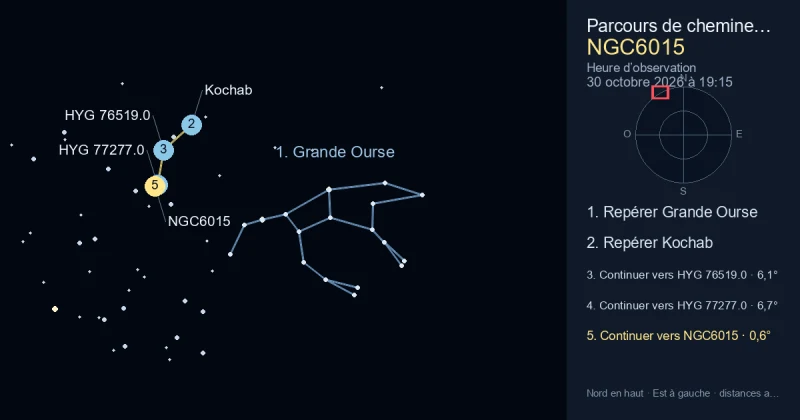 Comment trouver NGC6015 avec Grande Ourse