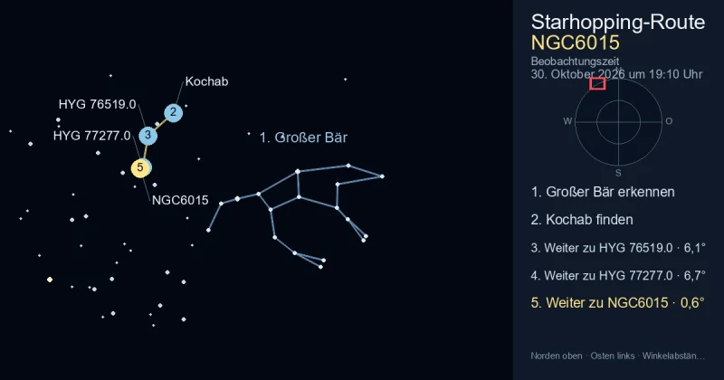 So findest du NGC6015 mithilfe von Großer Bär