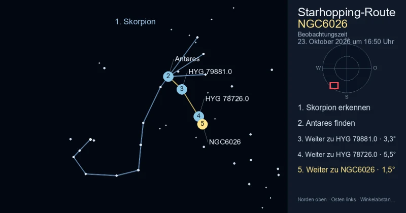 So findest du NGC6026 mithilfe von Skorpion