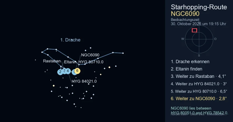 So findest du NGC6090 mithilfe von Drache