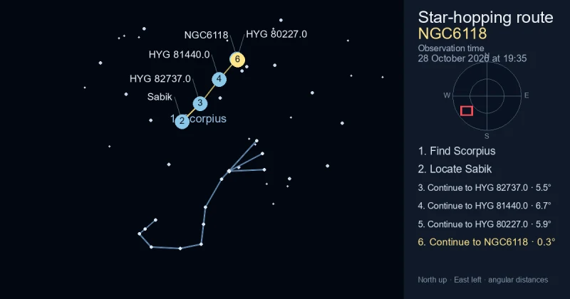 How to find NGC6118 using Scorpius